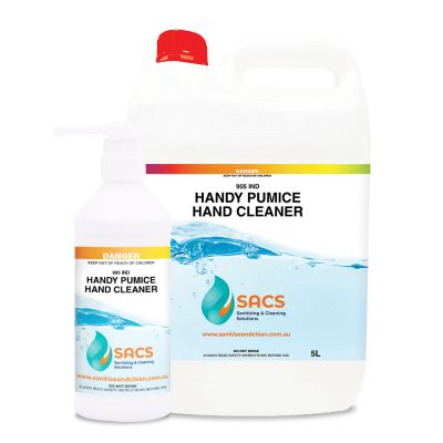 Handy Pumice Hand Cleaner is available in 1 litre pump bottle, 5 and 20 litres